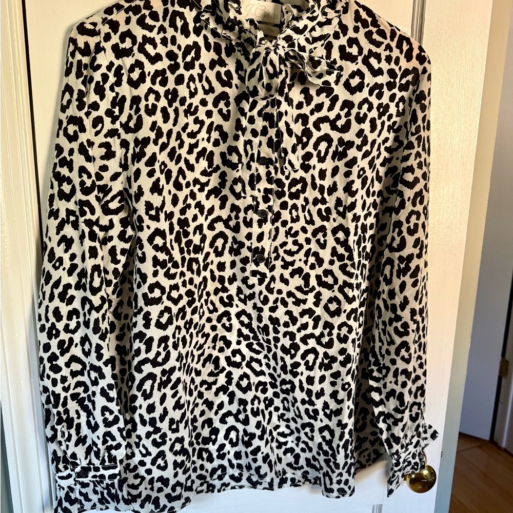 J. Crew Leopard Print Blouse with neck tie. NWT